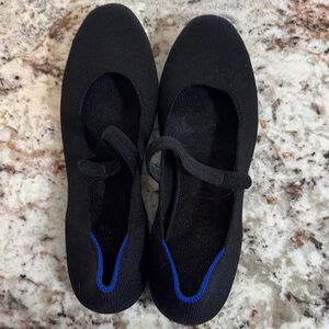 Rothy's Black Flats with Blue Accent